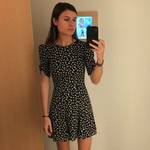 Reformation Mini Dress - Black w/ White Flowers (Size X2)